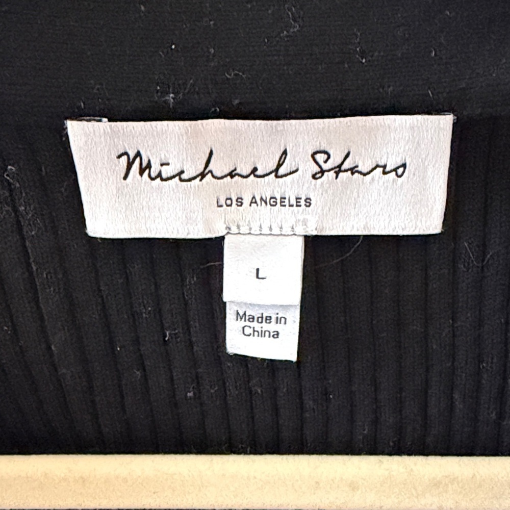 Michael Stars Black Jeanny Ribbed V-Neck Henley Top - Picture 2 of 5